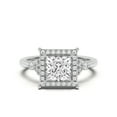thumbnail image 1 of Brig Jewel 14K White Gold Plated Ring - 1.5 Ct Halo Engagement Wedding Moissanite Ring - Princess Cut Moissanite Ring for Women's - Ideal Proposal Ring - Elegant Gift for Special Occasions, 1 of 4
