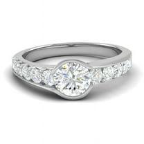 Brig Jewel 14K White Gold Plated Rings - 2 Ct Round Cut Diamond Rings for Her - Engagement Designer Silver Rings for Women's - Wedding Proposal Rings for Girlfriend - Daily Wear Fine Jewelry Gifts