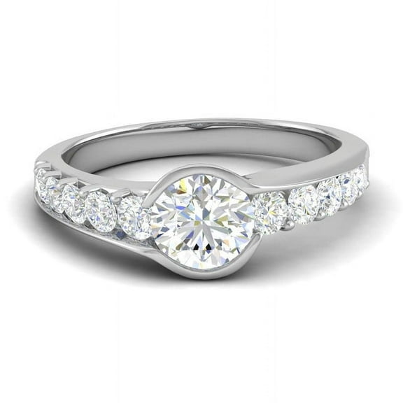 Brig Jewel 14K White Gold Plated Rings - 2 Ct Round Cut Diamond Rings for Her - Engagement Designer Silver Rings for Women's - Wedding Proposal Rings for Girlfriend - Daily Wear Fine Jewelry Gifts