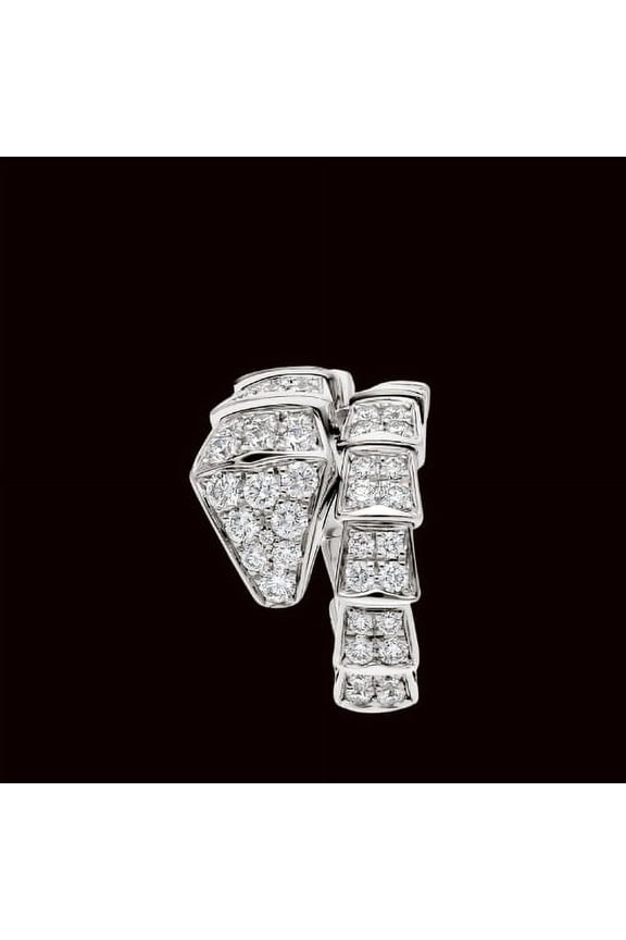 2.2 Ct Round Cut 4-Prong Diamond Solitaire Ring - 14K White Gold Plated Engagement Ring - Serpenti Wedding Band with Full Eternity Cuff Design - Personalized Jewelry