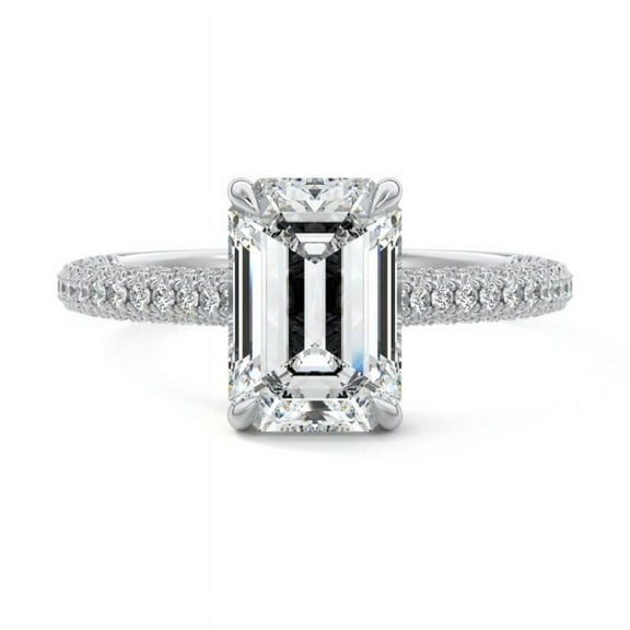 Brig Jewel 2.3 Ct Emerald Cut Diamond Rings - 14K White Gold Over Wedding Anniversary Ring - Engagement Wedding Promise Ring for Women's - Forever Diamond Ring for Women's - Valentine Proposal Ring