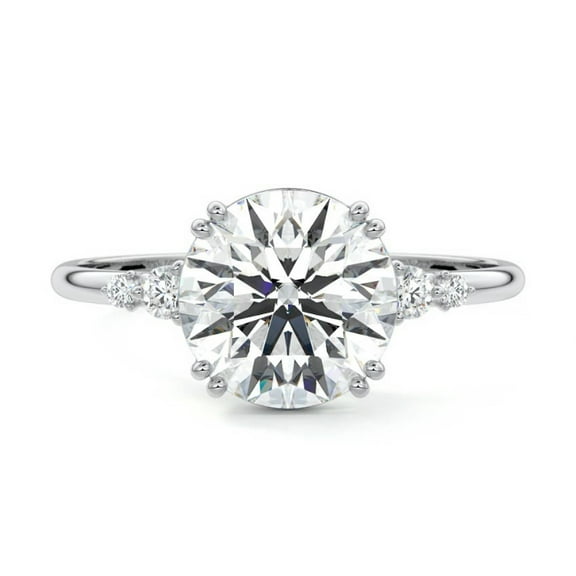 Brig Jewel Cushion Cut Excellent 1.8 Ct Diamond Ring For Women's - 14K White Gold Plated Diamond Rings for Women's - Three Band Eternity Diamond Rings for Her - Halo Diamond Rings for Women's