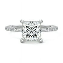 Brig Jewel Princess Cut Excellent 1.9 Ct Diamond Ring For Women's - White Gold Plated 14K Diamond Ring for Her - Hidden Halo Diamond Ring for Her - Solitaire with Accent Diamond Ring for Her