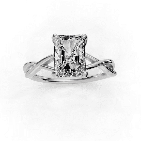 Brig Jewel Radiant Cut Moissanite 1.7 Ct Ring - Elegant Promise Engagement Ring for Women - Stunning 14K White Gold Plated Jewelry - Gift for Her - Ideal for Weddings and Celebrations