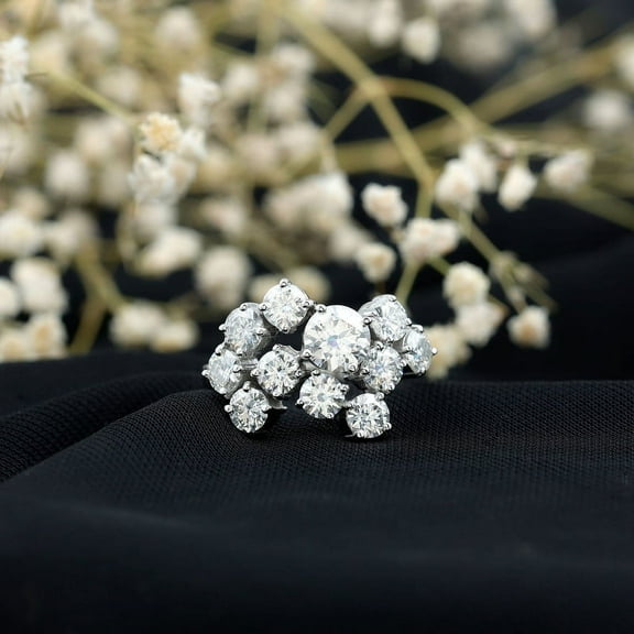 Brig Jewelry 1.4 Ct Round Cut VVS1/D Moissanite Wedding Ring – 14K White Gold Plated Anniversary Band – Pave Set Bridal Ring for Daughter