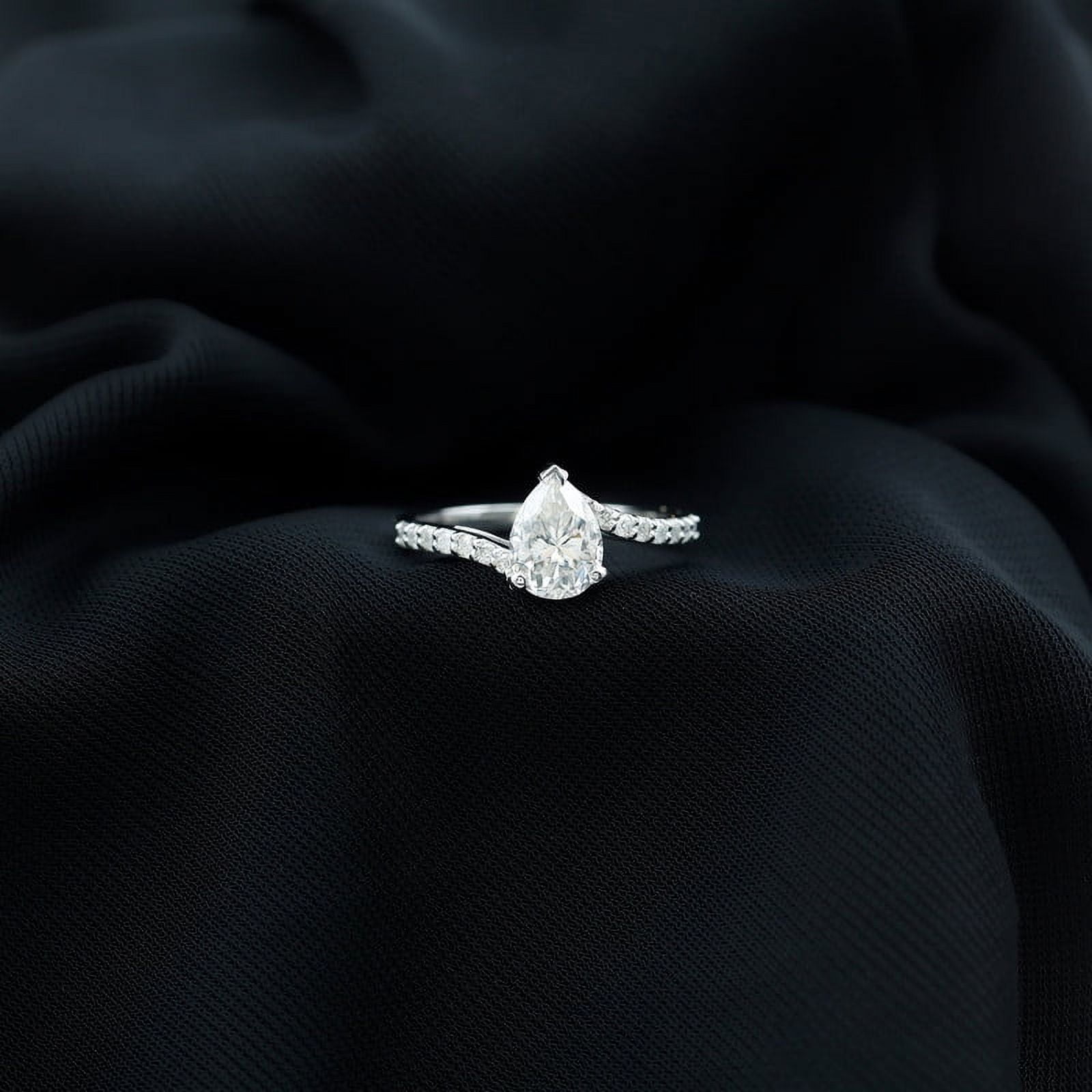 Brig Jewelry 14K White Gold Plated Rings for Her - 1.9 Ct Pear Cut ...