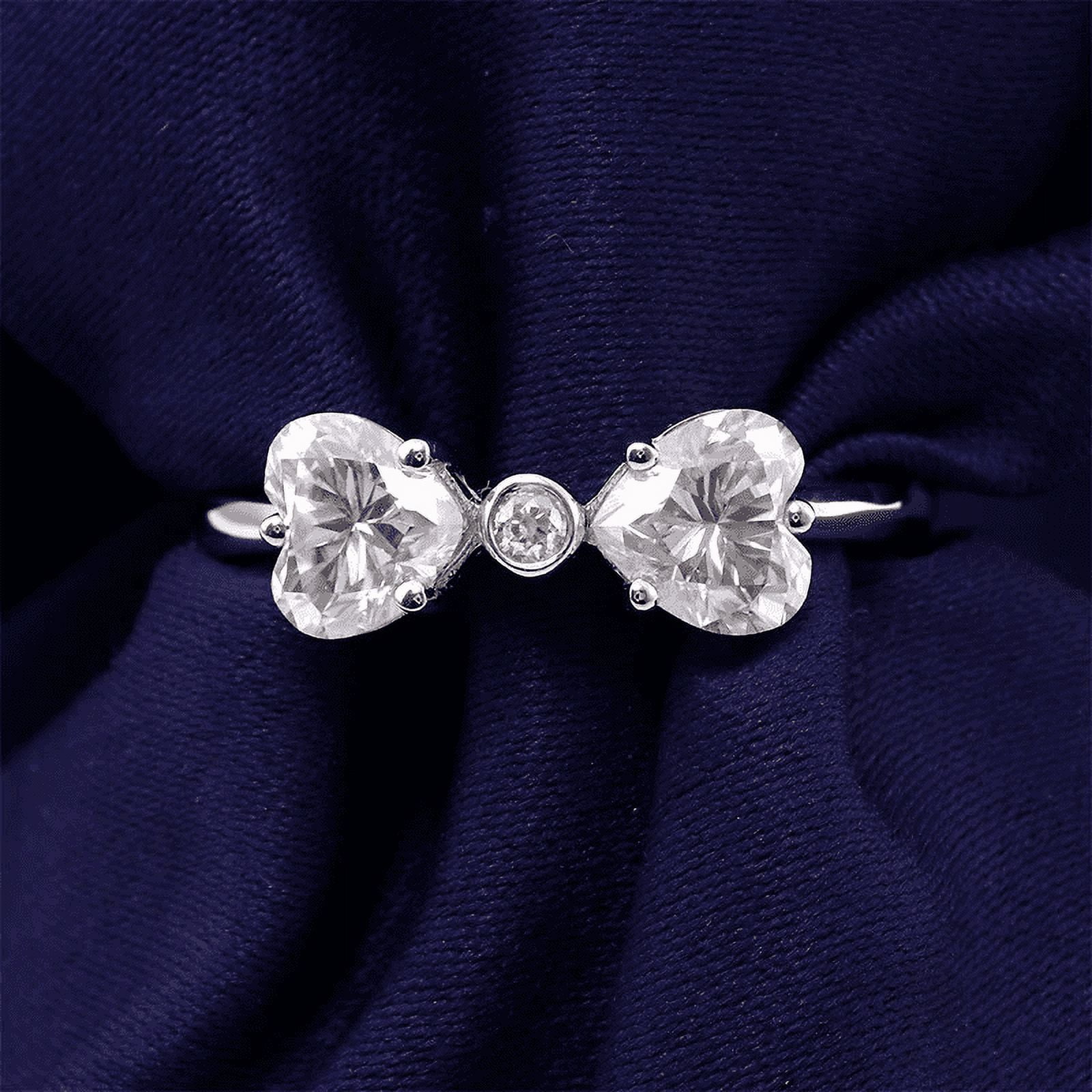 Brig Jewelry 14K White Gold Plated Rings for Her - Heart Cut 1 Ct White ...