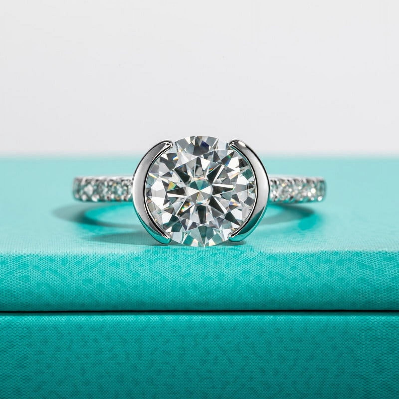 Brig Jewelry 2.2 Ct Round Cut Moissanite Wedding Ring – 14K White Gold ...
