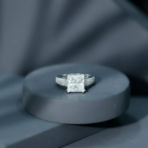 Brig Jewelry 2.3 Ct Princess Cut Moissanite Ring Gifts - 14K White Gold Plated Engagement Wedding Rings - Women's Classic Moissanite Jewelry - Party Wear Ring - Anniversary Ring for Her