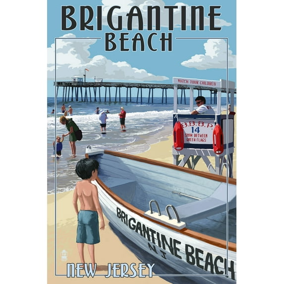 Brigantine Beach, New Jersey, Lifeguard Stand (16x24 Giclee Gallery Art Print, Vivid Textured Wall Decor)