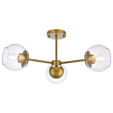 Briggs 26 inch flush mount in brass with clear shade