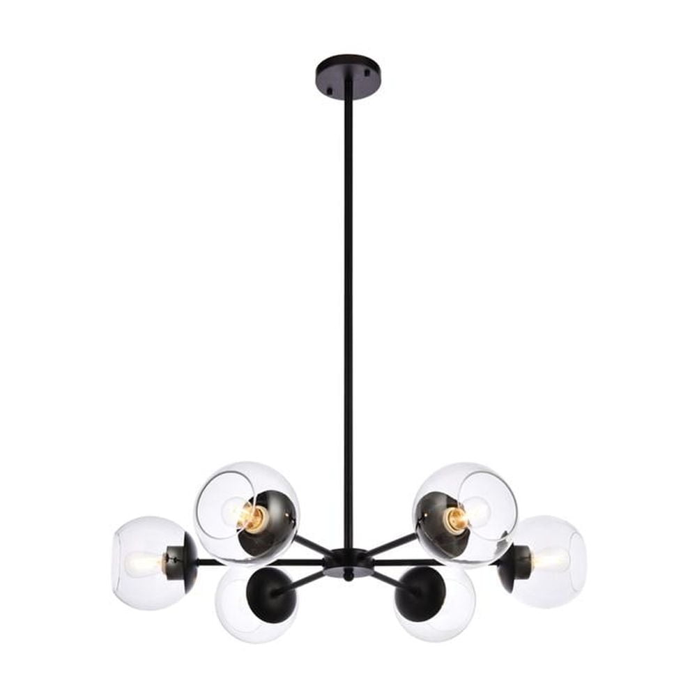 Briggs 30-Inch Black and Clear Glass Globe Pendant Light