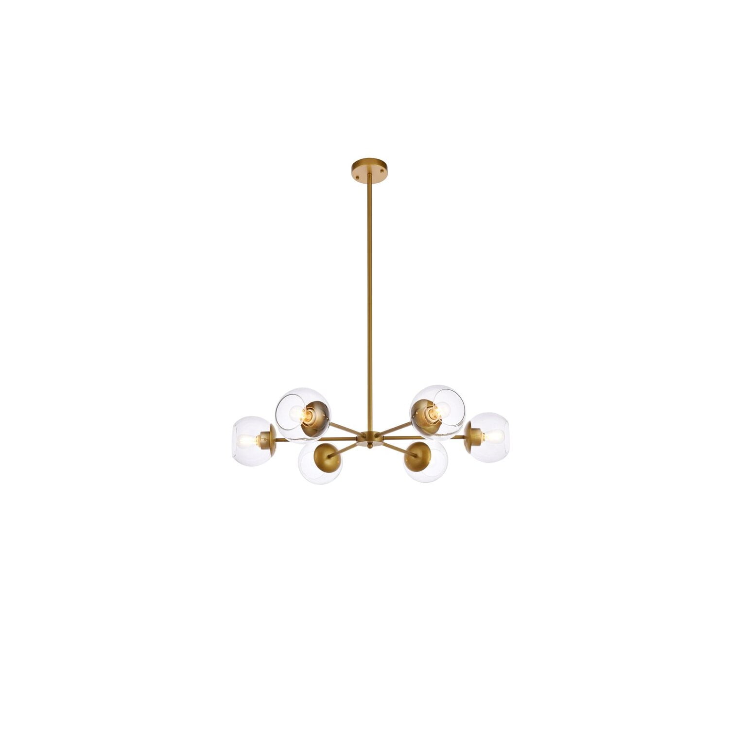 Briggs Brass Globe Pendant with Clear Glass Shade - Adjustable Height