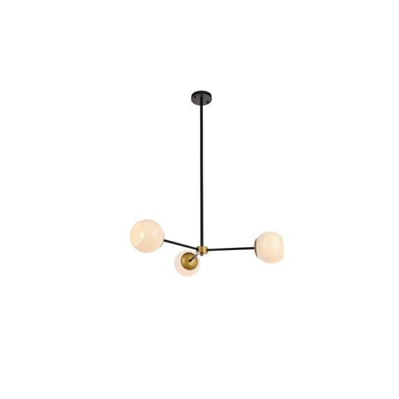 Briggs 32 inch pendant in black and brass with white shade