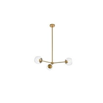 Briggs 32 inch pendant in brass with clear shade