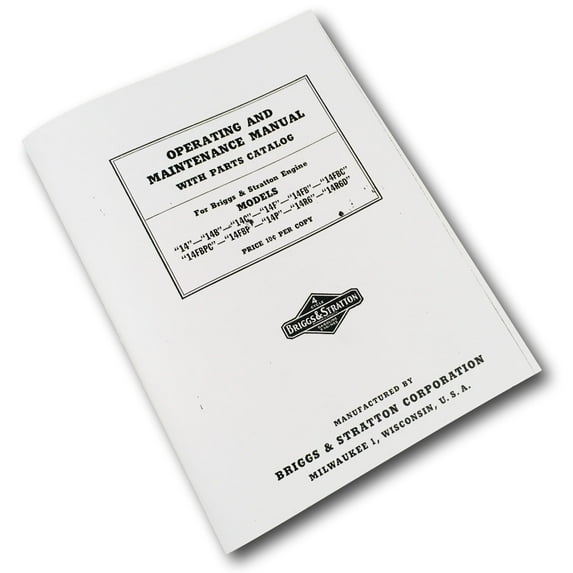 Briggs And Stratton 14Fb 14Fbc Operators Owners Service Repair Parts Manual Bs &