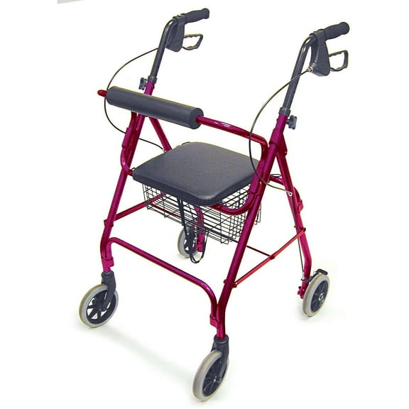 Briggs Healthcare DMI Ultra Lightweight Aluminum Rollator with Straight Backrest Burgundy
