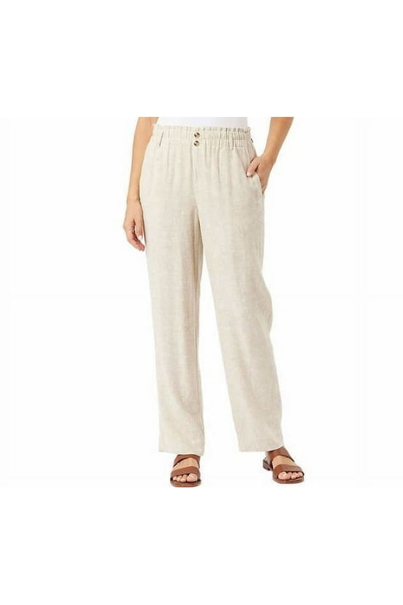 Ladies' Linen Blend Pants, Tan XL