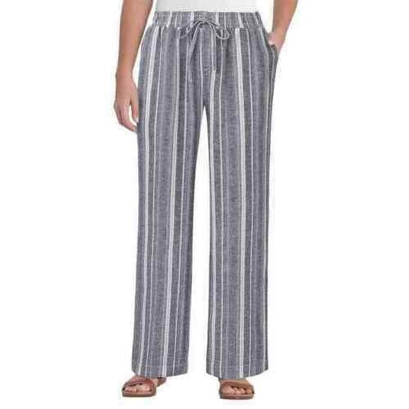 Briggs Ladies' Linen Blend Pull-On Lose Fit Pants, Dark Blue, Medium