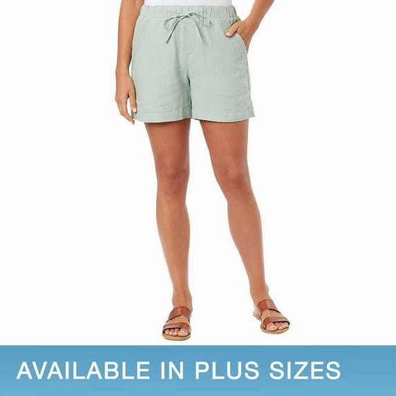 Briggs Ladies' Linen Blend Pull-On Short 1665534 (S, Green)