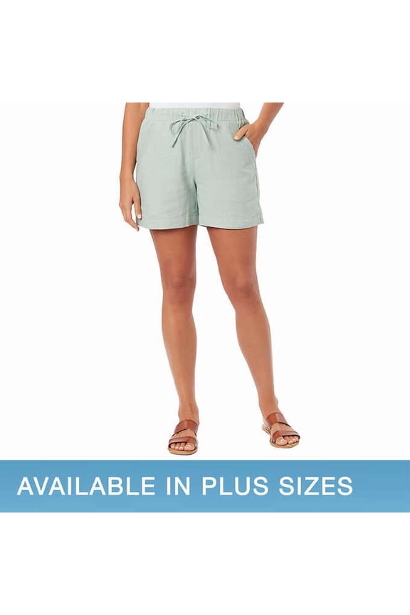 Ladies' Linen Blend Pull-On Short 1665534 (S, Green)