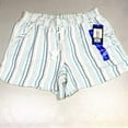 thumbnail image 1 of Briggs Ladies' Linen Blend Pull-On Short Multi Stripe Teal, Medium, 1 of 3