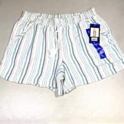 Briggs Ladies Linen Blend Pull-On Short Multi Stripe Teal, Small