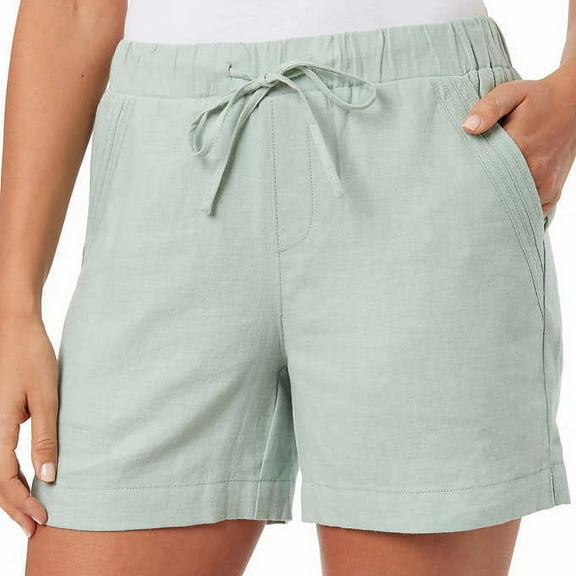 Briggs Ladies' Linen Blend Pull-On Short Size: L, Color: Green