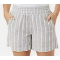 thumbnail image 1 of Briggs Ladies' Linen Blend Relaxed Fit Short, Black/White Stripe Large 5" Inseam, 1 of 3