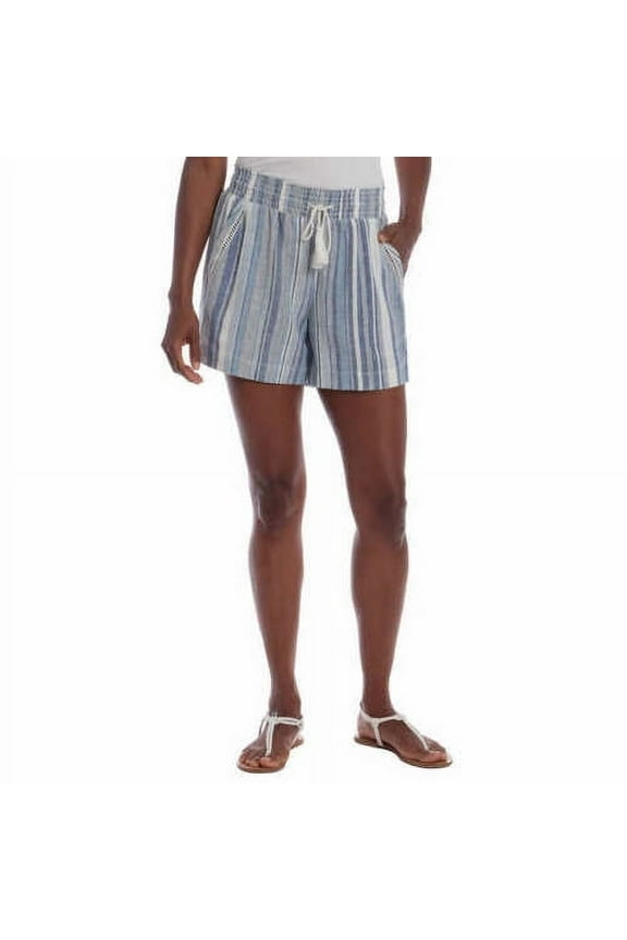 Ladies Linen Blend Short (Blue, Small)