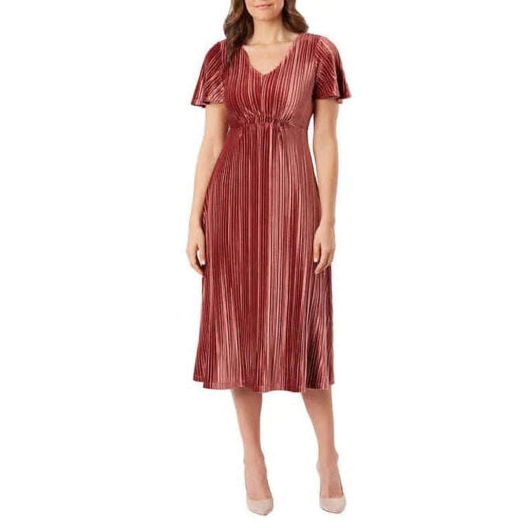 Briggs Ladies' Pleated Velvet Dress 1655405 Color Pink Size S - Walmart.com