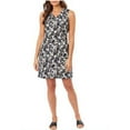 thumbnail image 1 of Briggs Ladies' Ruffle V-Neck Linen Blend Dress, Black White XS, 1 of 3