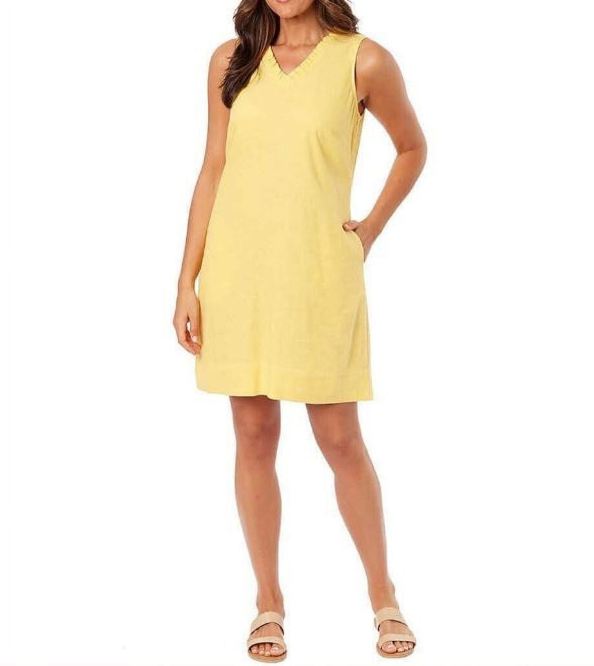 knee length dresses for ladies Vintage Yellow Mod Linen Shift Dress – ThisBlueBird