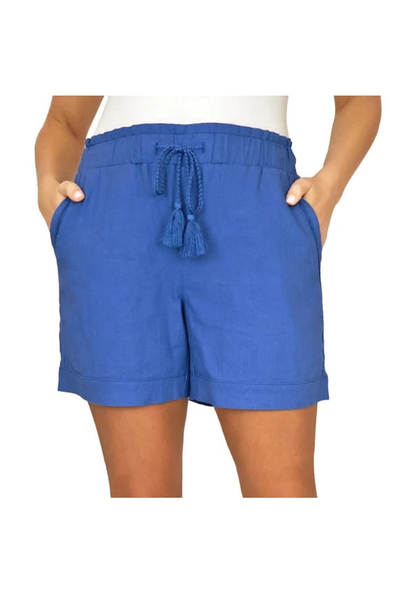 Linen Blend Shorts, Women's Medium
