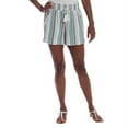 thumbnail image 1 of Briggs New York Women's Linen Blend Pull-On Summer Shorts with Pockets and Drawstring (Teal Stripes, Medium), 1 of 4
