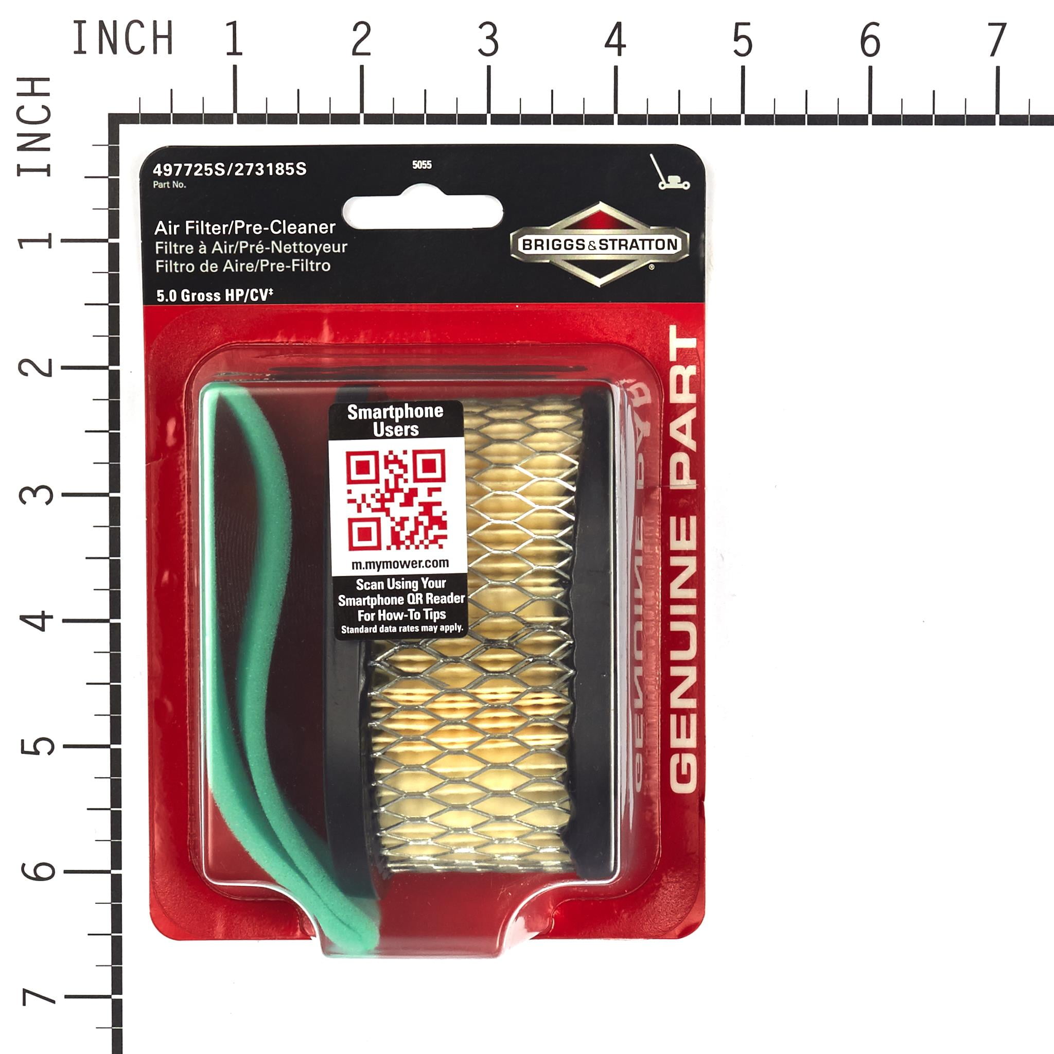 Briggs & Stratton 5055K Air Filter Cartridge 497725S and Foam Pre ...
