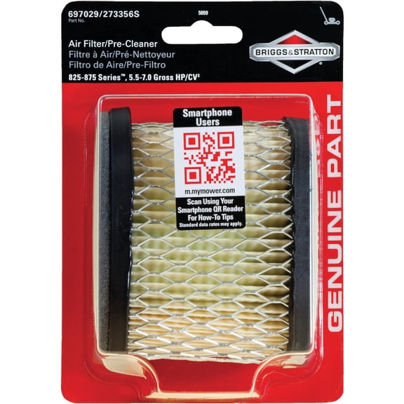 Briggs & Stratton 697029 5.5 To 6.75 HP Intek Engine Air Filter With 273356S Pre-cleaner - Pack of 4