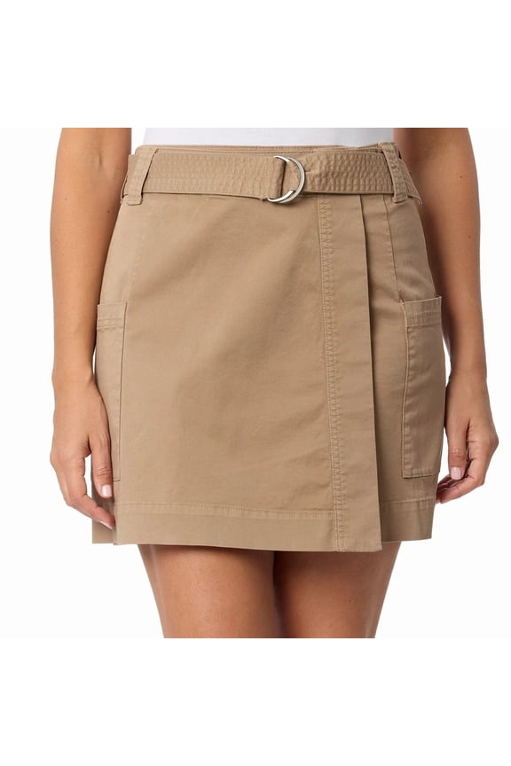 Women's Belted Twill Cargo Skort, Tan, Size S