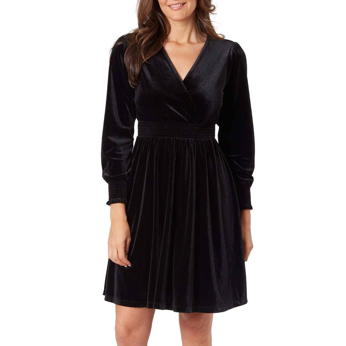 Briggs Women's Faux Velvet Dress (Black, Large) - Walmart.com