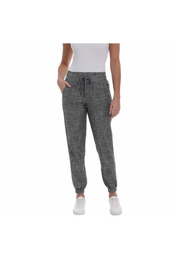 Women's Linen Blend Jogger (Black, Small)