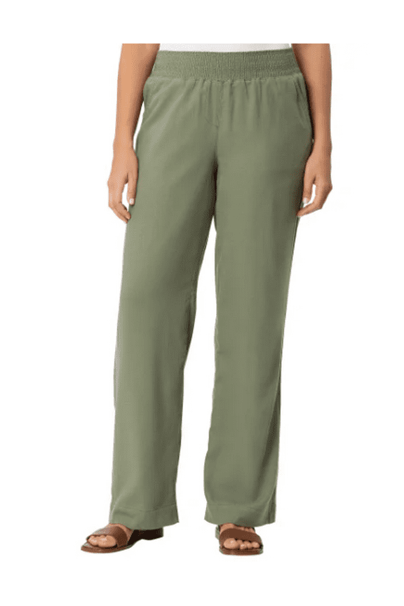 Women's Linen Blend Pant Green XL