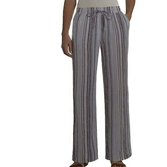 Briggs Women's Linen Blend Pant (Light Blue Stripe, Small)