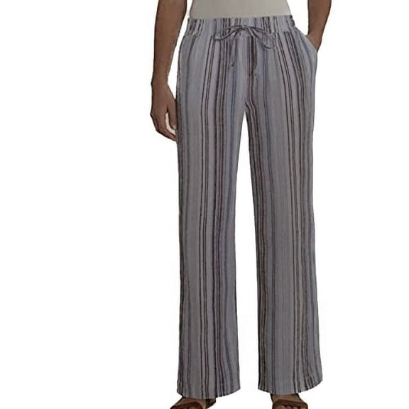 Briggs Women's Linen Blend Pant (Light Blue Stripe, Small)