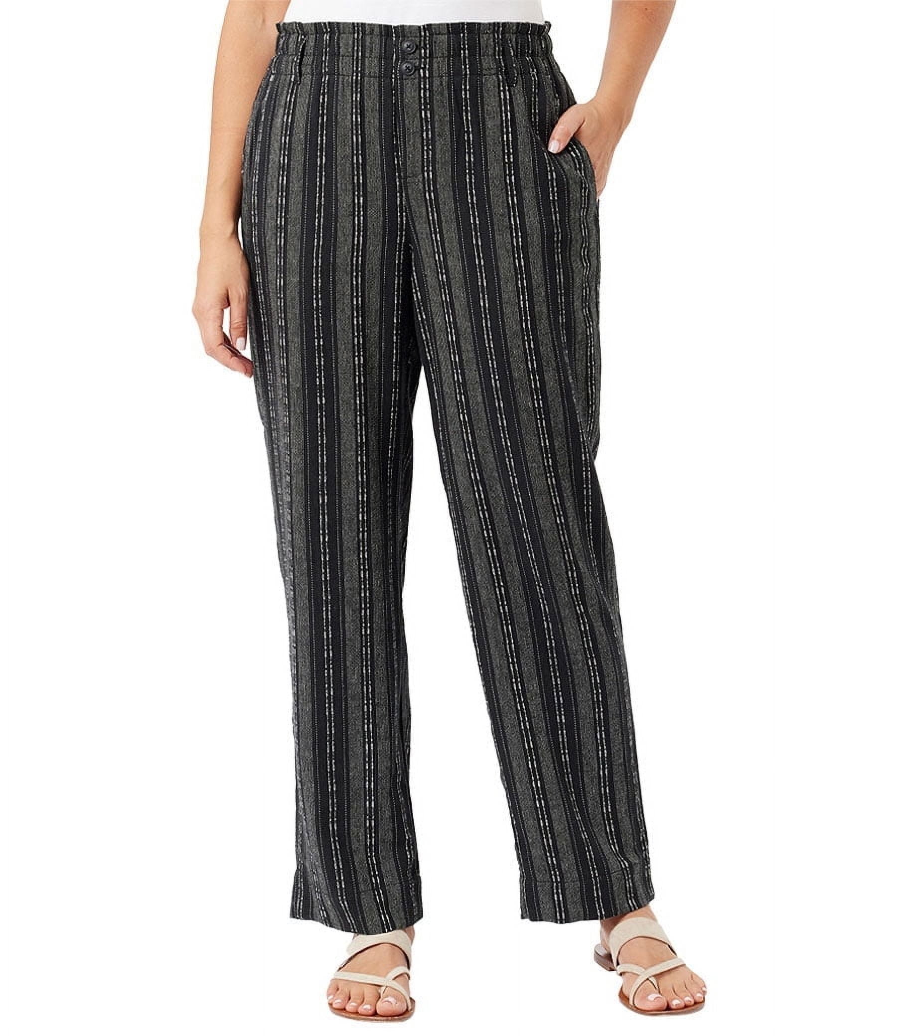 briggs ladies dress pants Briggs Women's Linen Blend Pull On Pant (Black Stripe, S)