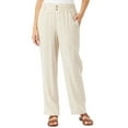 thumbnail image 1 of Briggs Women's Linen Blend Pull On Pant (Tan, L), 1 of 6