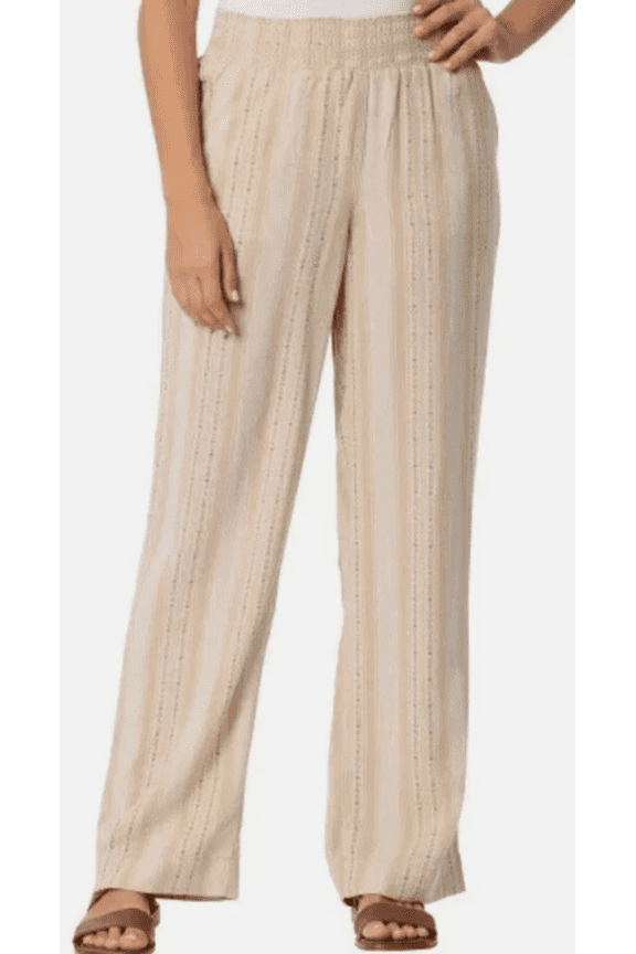 Women's Linen Blend Pull-On Pants, Tan, Size XS