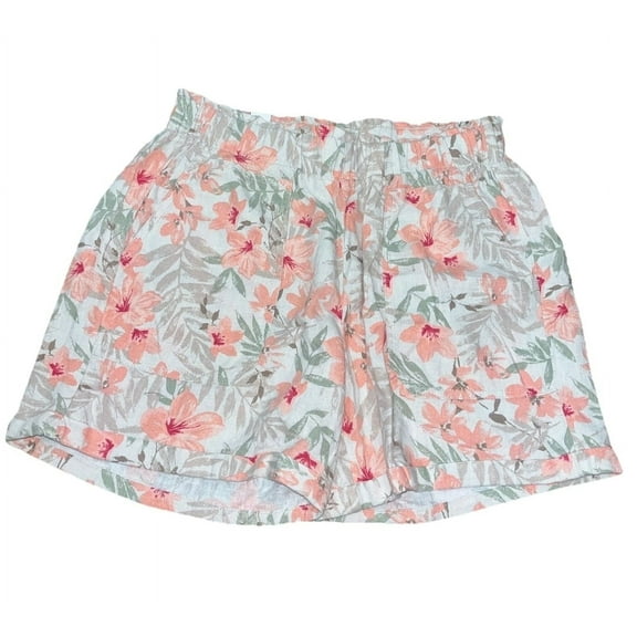 Briggs Women's Linen Blend Pull On Shorts XXL Floral