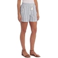 thumbnail image 1 of Briggs Women's Linen Blend Pull-On Shorts with Pockets and Drawstring (Blue, Large), 1 of 2