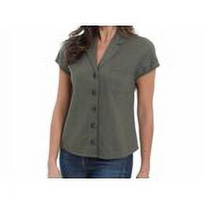Briggs Women's Linen Blend Short Sleeve (Olive,M)