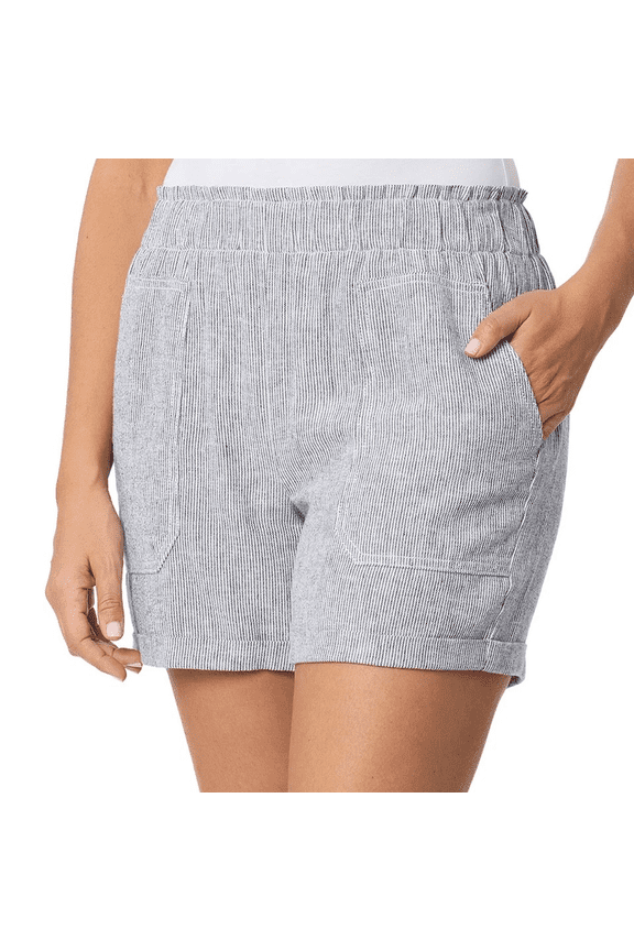 Women's Linen Blend Shorts, Navy, Size XS